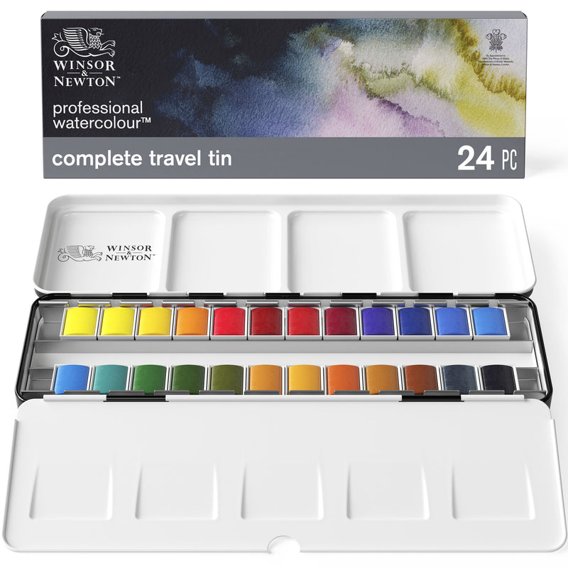 Winsor & Newton Complete Half Pan Travel Tin (Set of 24)