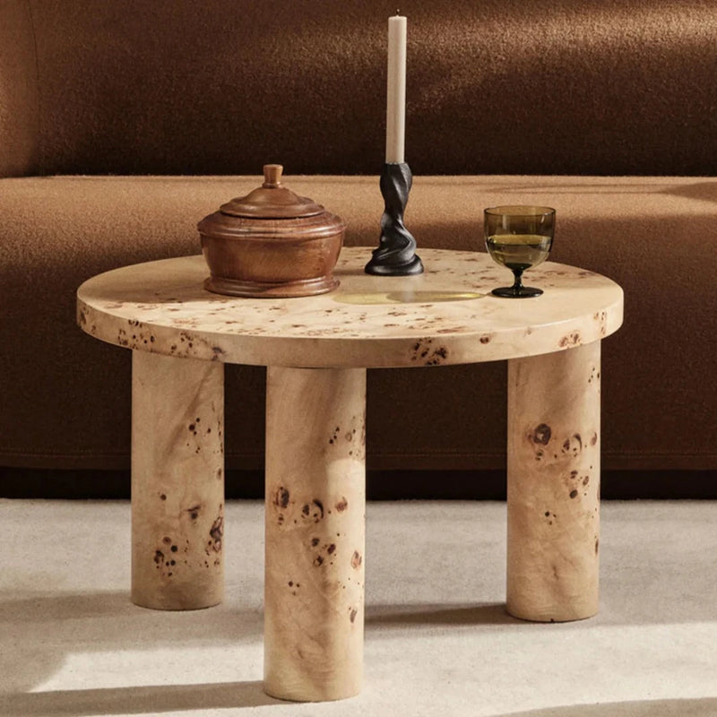 Ferm Living Small Poplar Burl Veneer Post Coffee Table