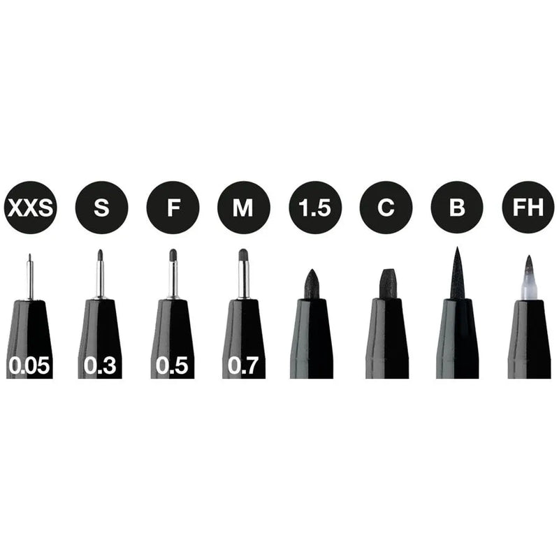 Faber Castell PITT Artists' Pens Sets - Black (Set of 8)