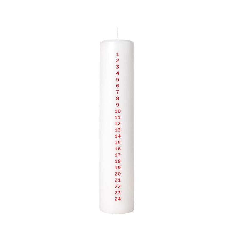 Advent Calendar Candle (White & Red)