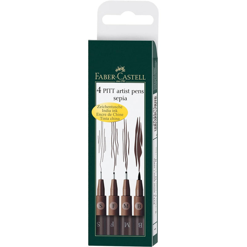 Faber Castell PITT Artists' Pens Sets - Sepia (Set of 4)