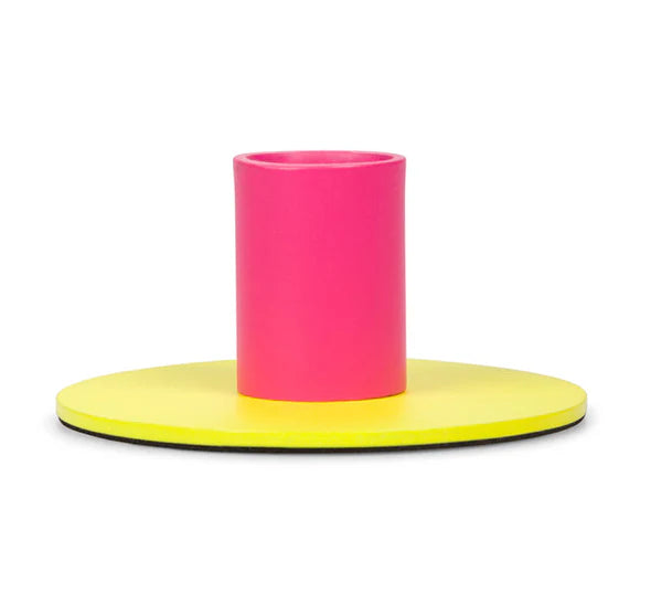 Two Tone Metal Candle Holder - Yellow/Pink