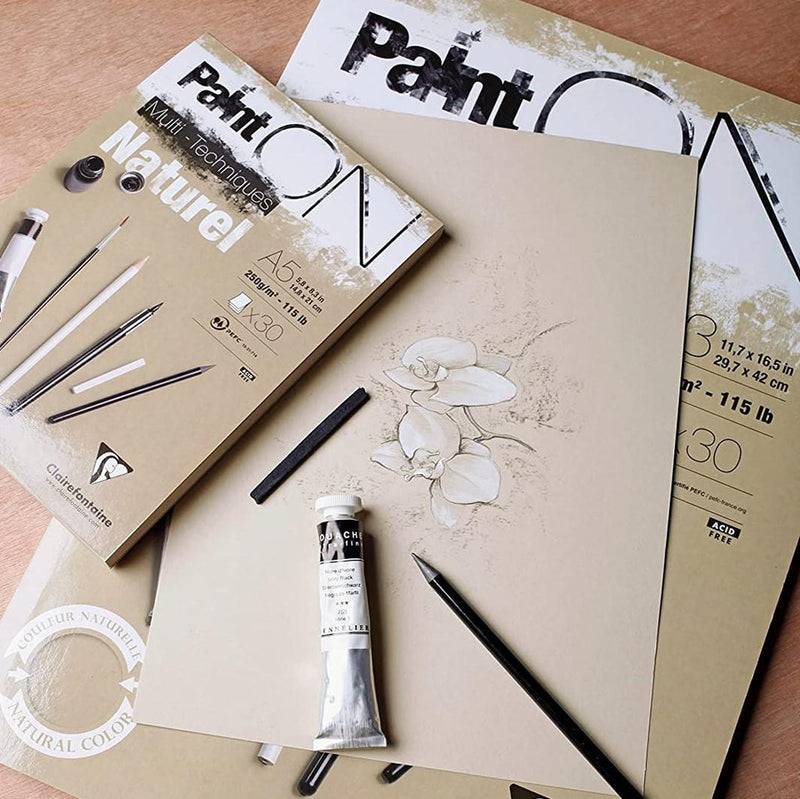 Clairefontaine Paint ON Multimedia Pads (White, Grey & Natural)