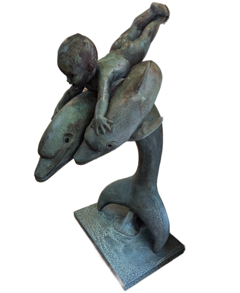 Dolphin and Merchild Bronze Statue (Limited Edition of 12) by W J Ophelia Gordon Bell (1883 - 1973)