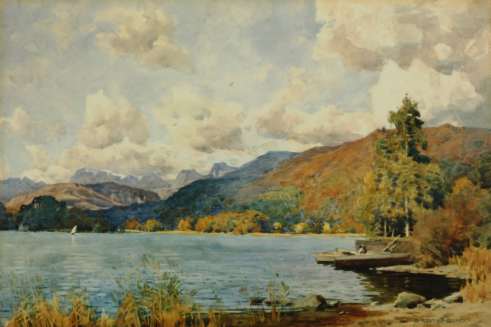 Windermere and Langdale Pikes from Waterhead by Alfred Heaton Cooper